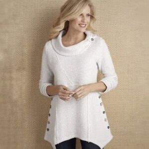 Soft Surroundings Breakwater Pullover Sweater white Top size medium petite